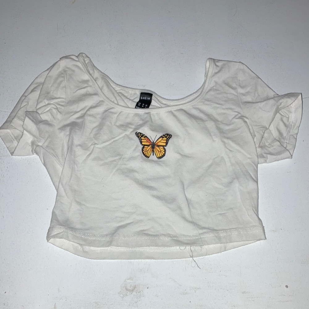 white butterfly shirt from shein